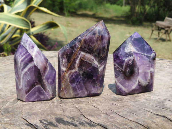 Polished Chevron Amethyst Crystal Points x 6 From Zambia - TopRock