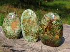 Polished Chrysoprase Standing Free Forms x 3 From Madagascar - TopRock