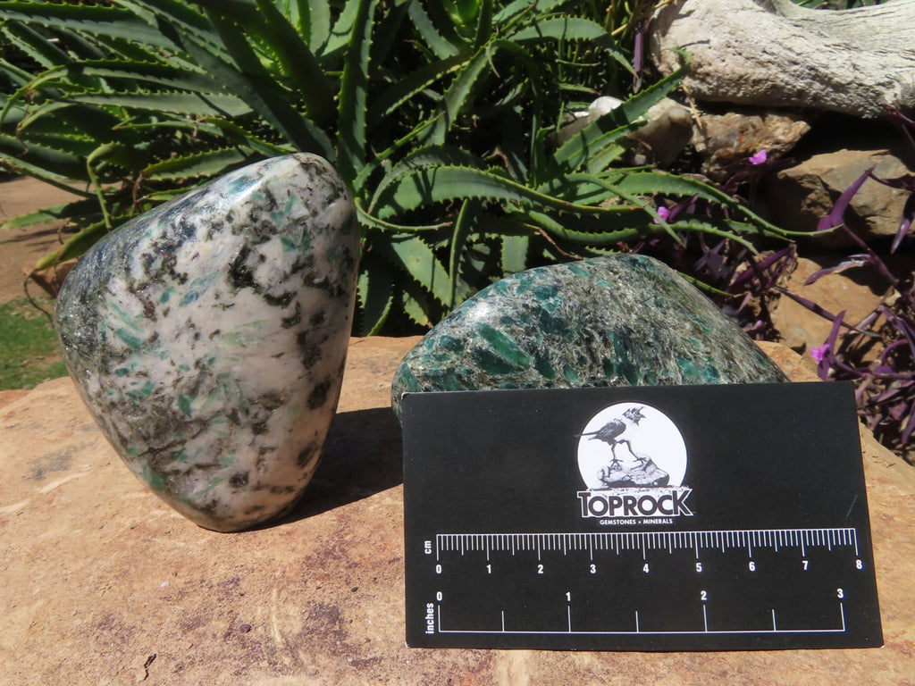 Polished Emeralds In Matrix Free Forms x 2 From Sandawana, Zimbabwe - TopRock