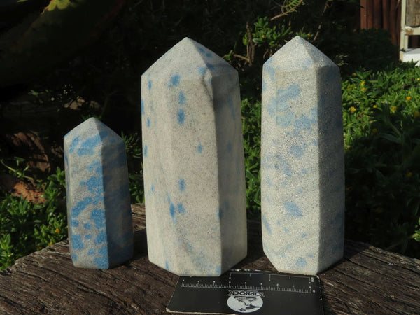 Polished Blue Spotted Spinel Crystal Points x 3 From Madagascar - TopRock