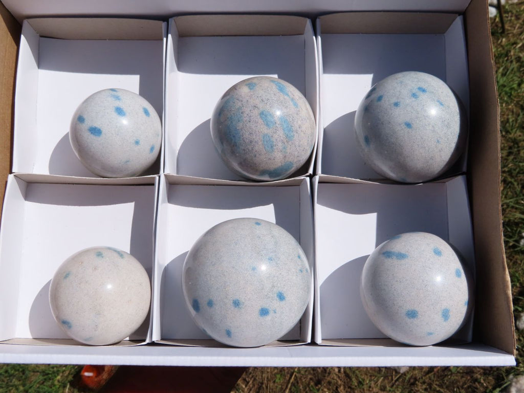 Polished Blue Spotted Spinel Spheres x 6 From Madagascar - TopRock
