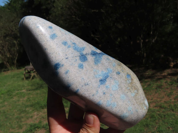 Polished Blue Spotted Spinel Quartz Standing Free Form  x 1 From Madagascar - TopRock