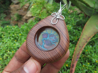 Polished Unique & Rare Zebra Wood Fine Grain & Purpurite Pendant With Tree Of Life Design - sold per piece From South Africa - TopRock