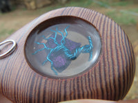 Polished Unique & Rare Zebra Wood Fine Grain & Purpurite Pendant With Tree Of Life Design - sold per piece From South Africa - TopRock