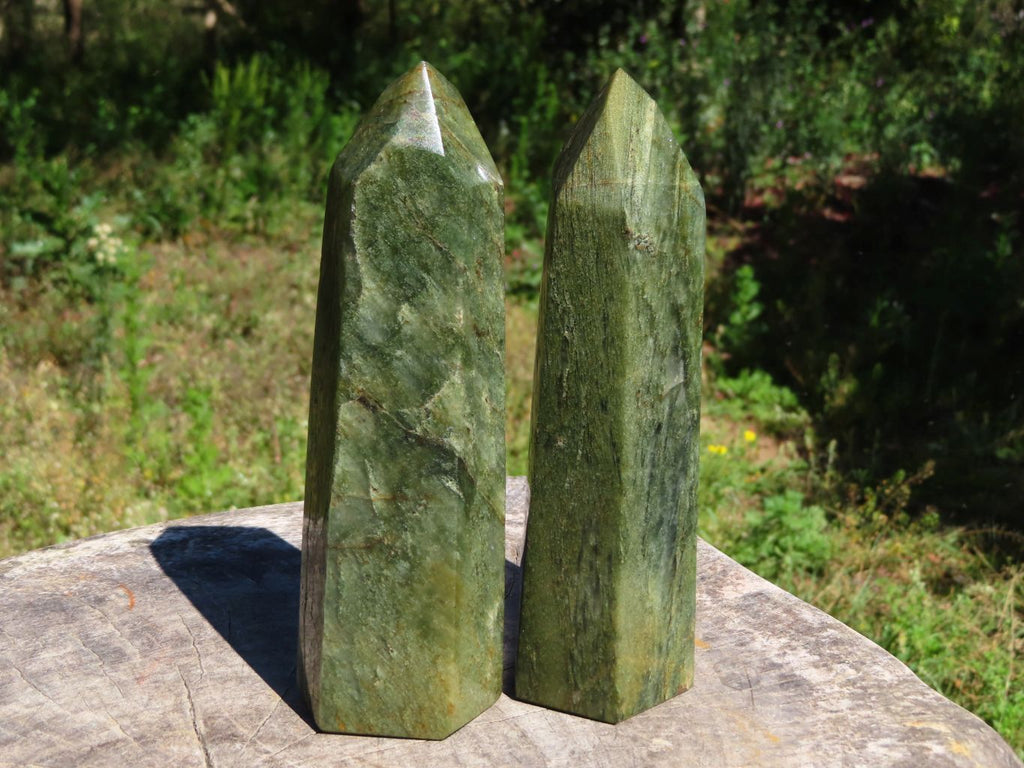 Polished Banded Green Fuchsite Crystal Points x 3 From Madagascar - TopRock