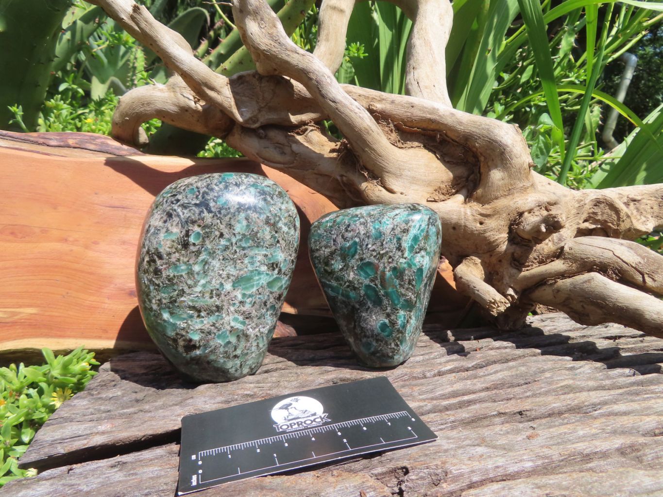 Polished Green Emerald in Matrix Standing Free Forms x 2 From Zimbabwe - TopRock