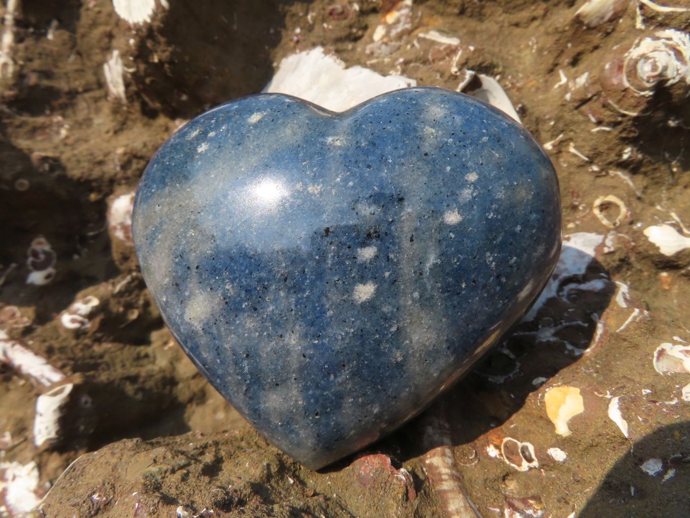 Polished  Lazulite Medium Hearts x 6 From Madagascar - TopRock