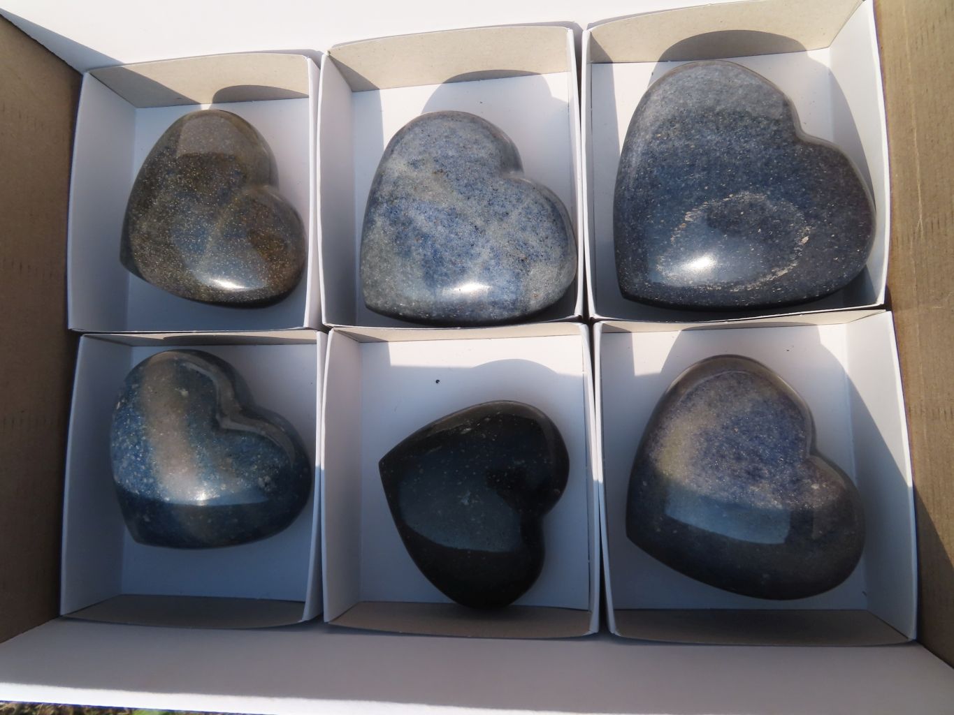 Polished  Lazulite Medium Hearts x 6 From Madagascar - TopRock