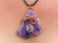 Polished Amethyst Slices Of Crystals Set In Copper Art Wire Wrap Pendant - sold per piece From Zambia - TopRock