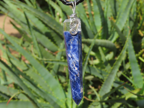 Polished Sodalite Pendant With Resin Top Copper & Silver Wire With Thong -  sold per piece From Namibia - TopRock
