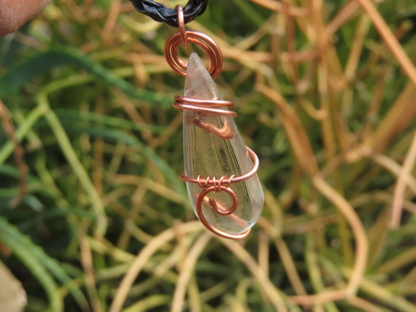 Polished Aqua Silica In Copper Art Wire Wrap  -  sold per piece From South Africa - TopRock