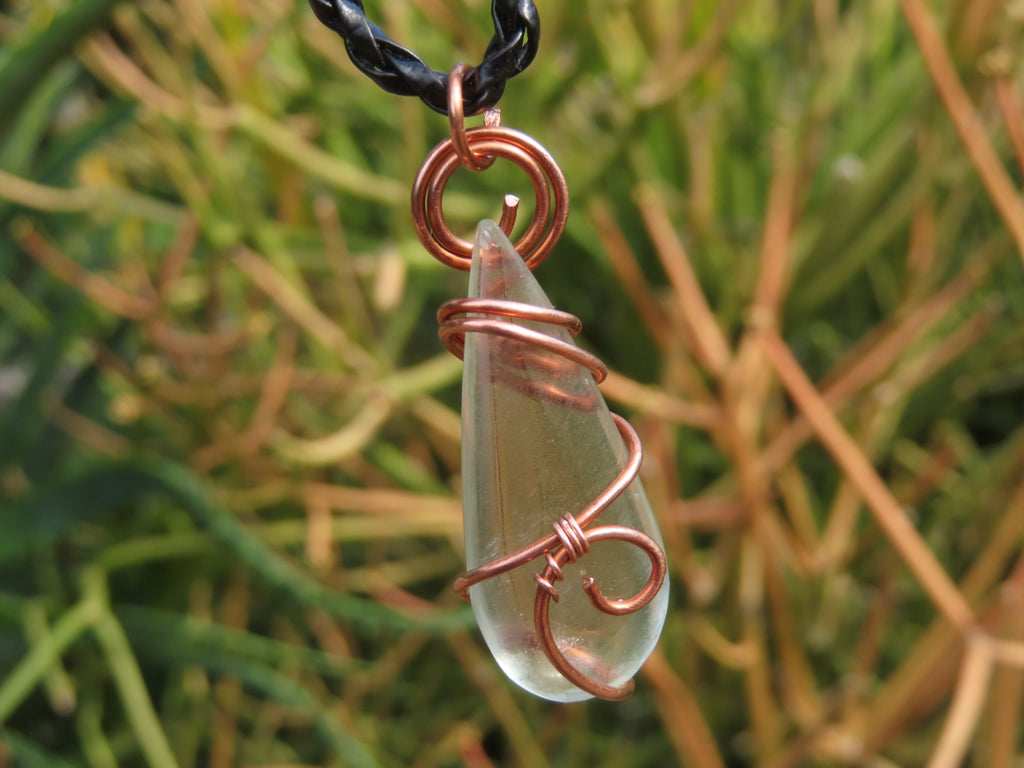 Polished Aqua Silica In Copper Art Wire Wrap  -  sold per piece From South Africa - TopRock