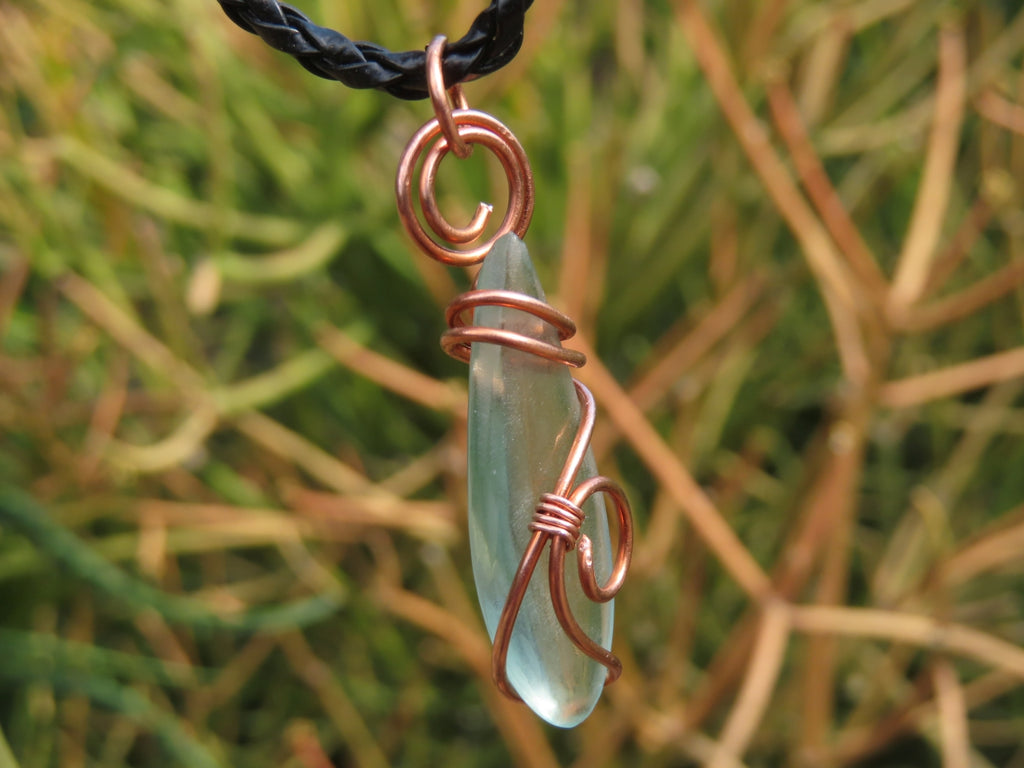 Polished Aqua Silica In Copper Art Wire Wrap  -  sold per piece From South Africa - TopRock