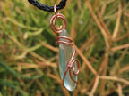 Polished Aqua Silica In Copper Art Wire Wrap  -  sold per piece From South Africa - TopRock