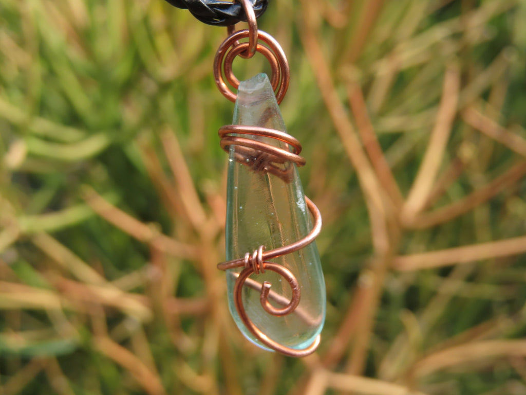 Polished Aqua Silica In Copper Art Wire Wrap  -  sold per piece From South Africa - TopRock