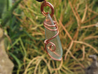 Polished Aqua Silica In Copper Art Wire Wrap  -  sold per piece From South Africa - TopRock