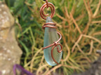 Polished Aqua Silica In Copper Art Wire Wrap  -  sold per piece From South Africa - TopRock