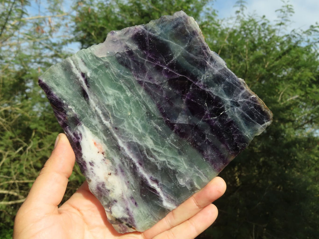 Polished Semi Translucent Watermelon Fluorite Slices x 2 From Uis, Namibia - TopRock