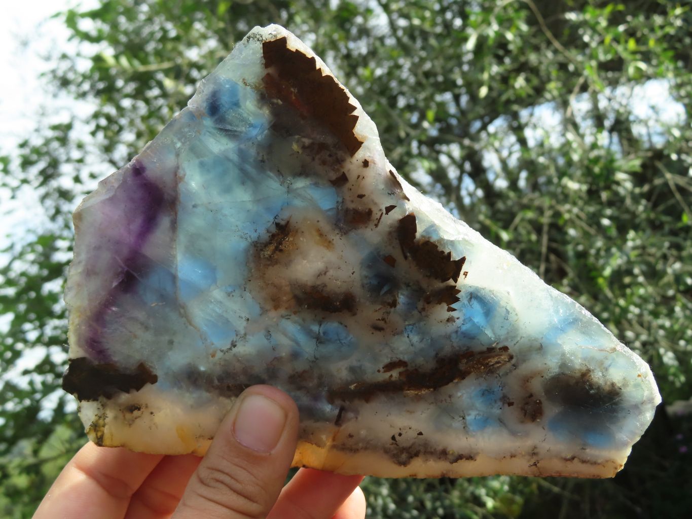 Polished Semi Translucent Watermelon Fluorite Slices x 2 From Uis, Namibia - TopRock