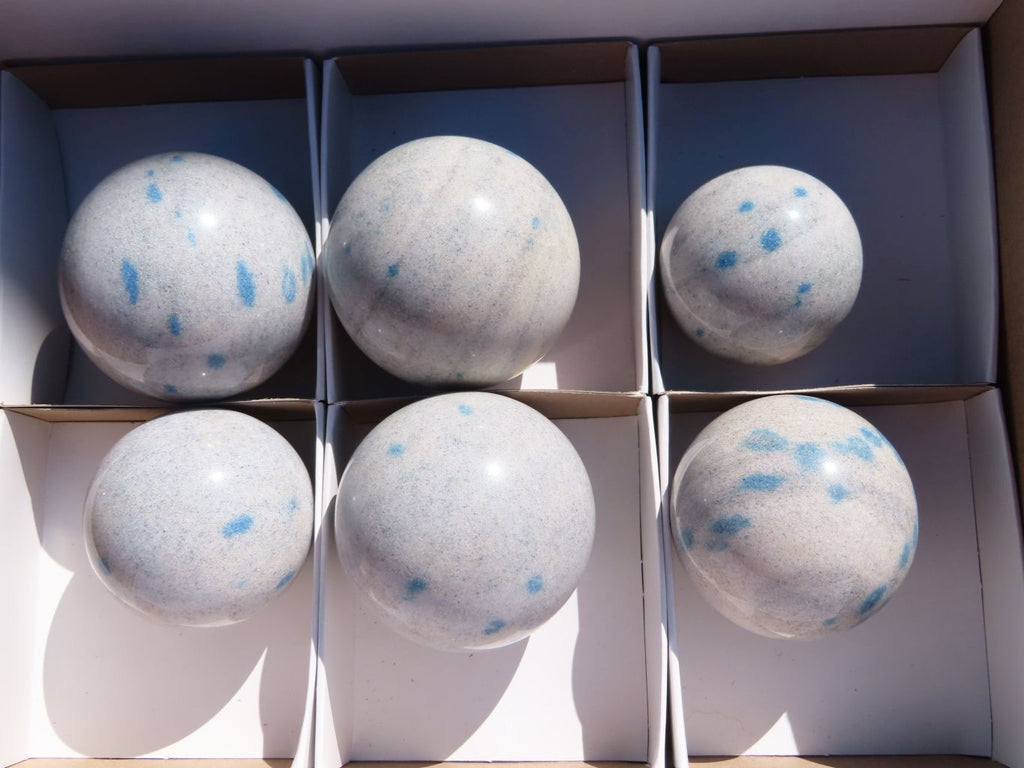 Polished Blue Spotted Spinel Spheres x 6 From Madagascar - TopRock