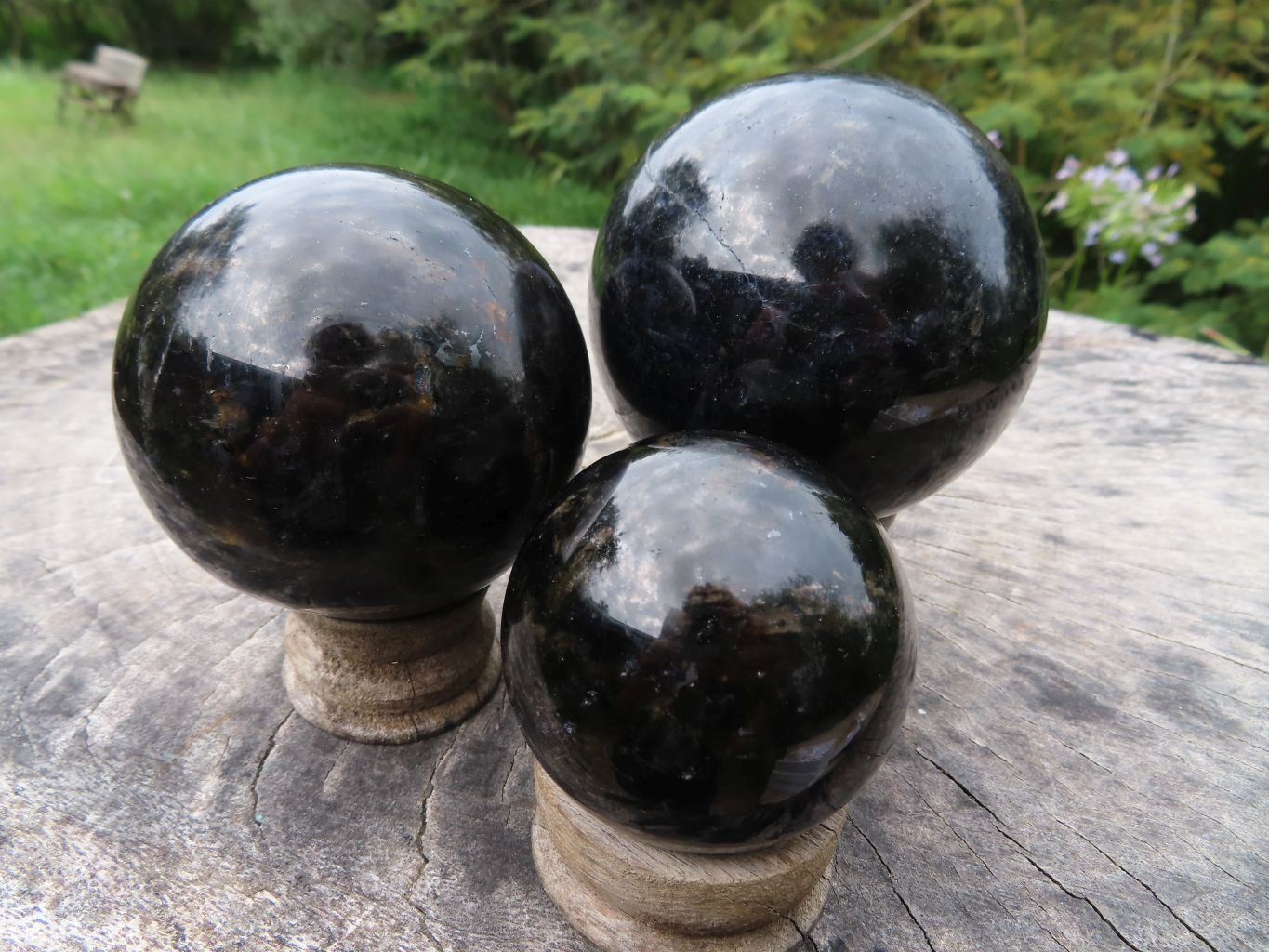 Polished Iolite Water Sapphire Spheres x 3 From Madagascar - TopRock