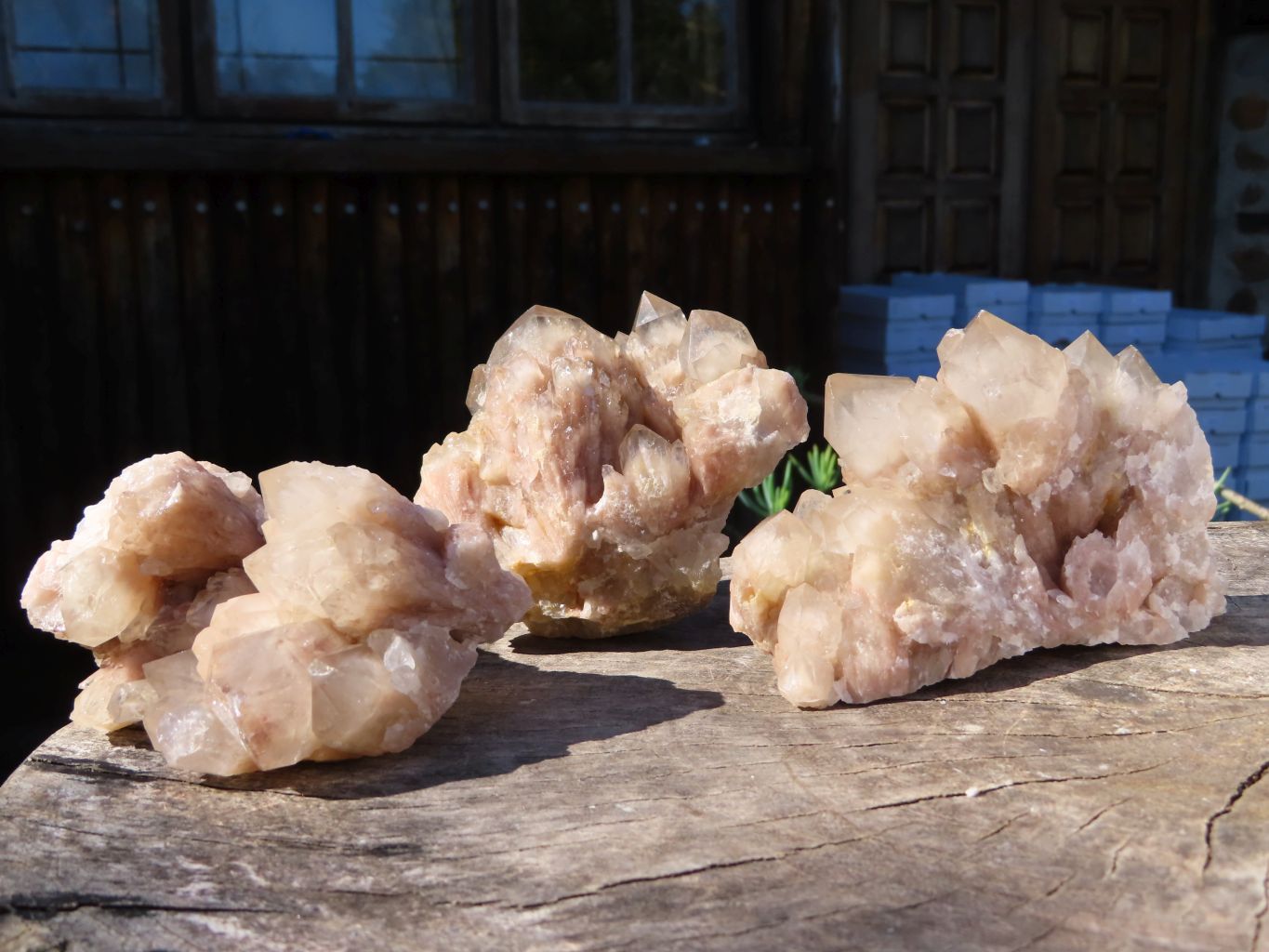 Natural Smokey Phantom Quartz Clusters x 3 From Lwena, Congo - TopRock