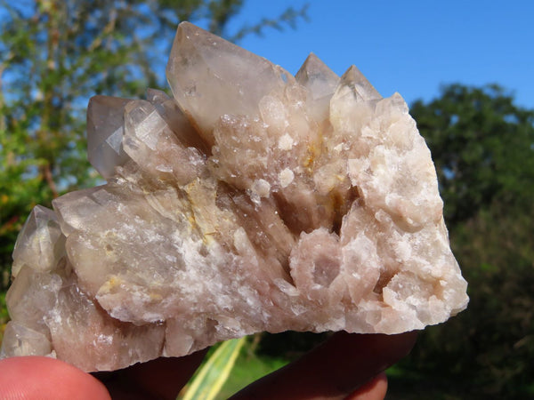 Natural Smokey Phantom Quartz Clusters x 3 From Lwena, Congo - TopRock