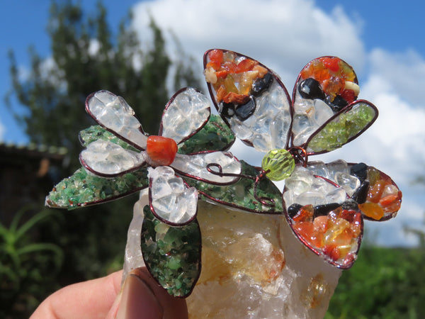 Polished Gemstone Butterfly with Flower (Rock Art) - sold per piece - From South Africa - TopRock