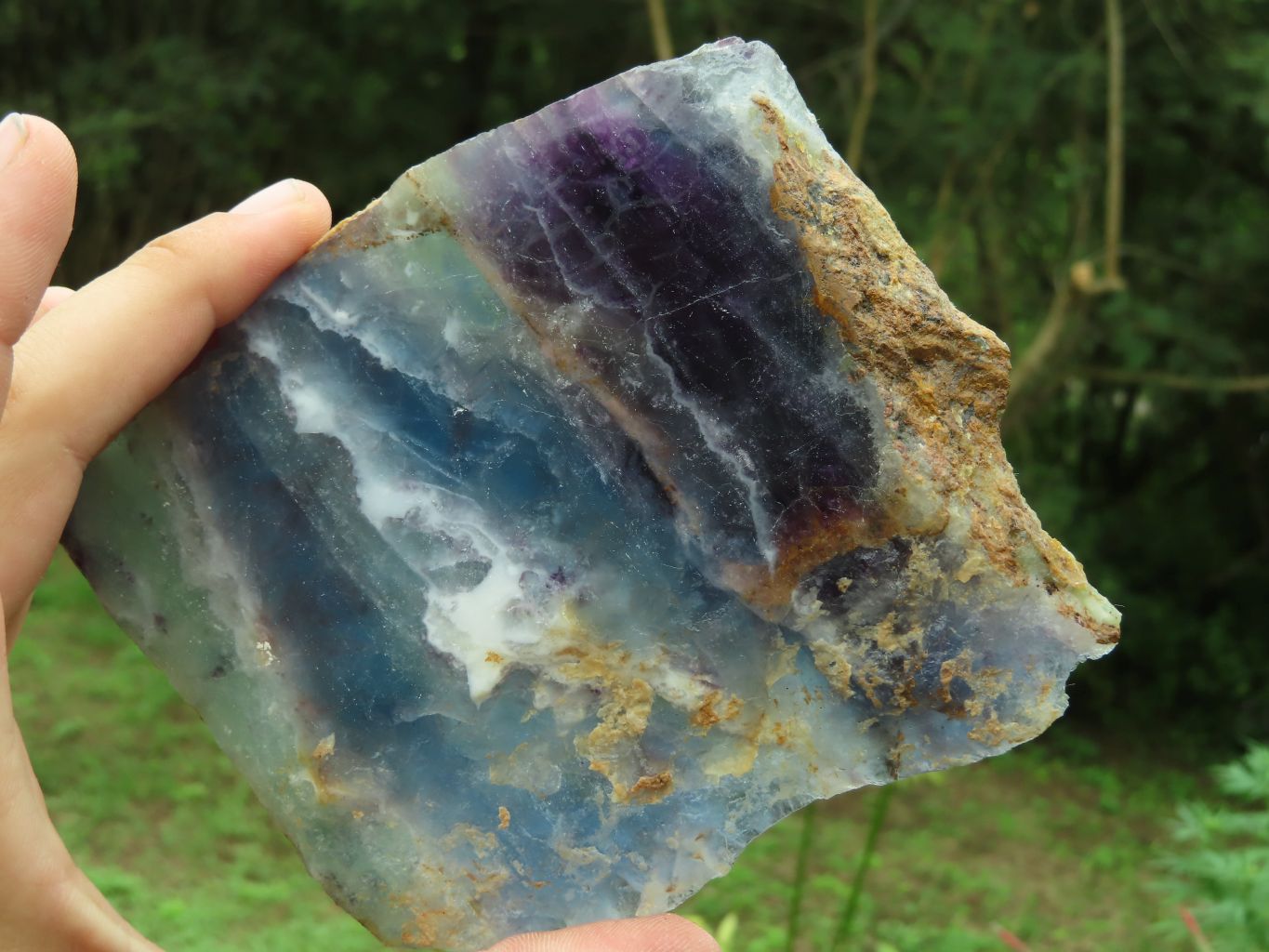 Polished Watermelon Fluorite Slices x 2 From Vis, Namibia - TopRock