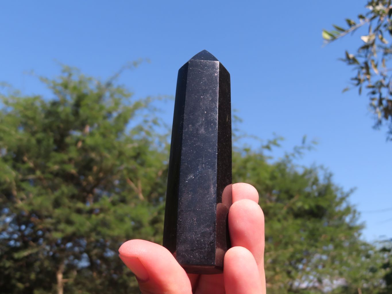 Polished Pitch Black Basalt Points/Prisms x 12 From Madagascar - TopRock