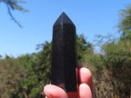 Polished Pitch Black Basalt Points/Prisms x 12 From Madagascar - TopRock