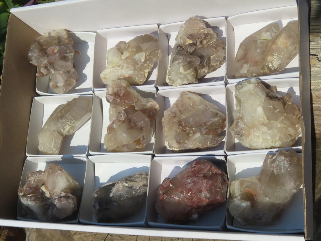 Natural Red Hematoid Phantom Quartz Clusters x 12 From Karoi, Zimbabwe - TopRock
