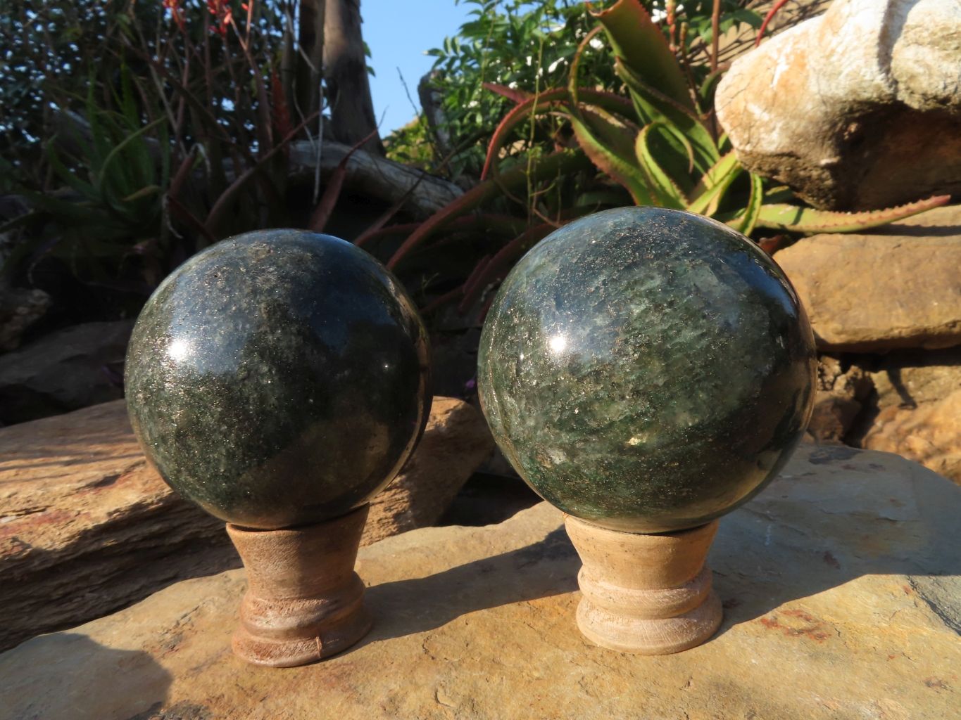 Polished Fuchsite Spheres x 2 From Madagascar - TopRock