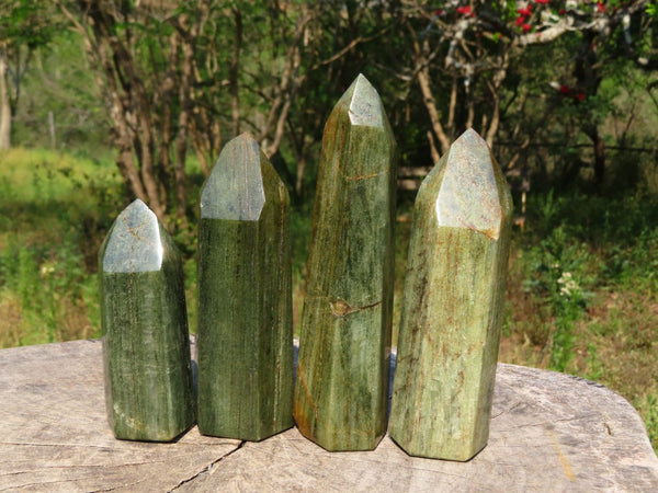 Polished Banded Green Fuchsite Crystal Points x 4 From Madagascar - TopRock