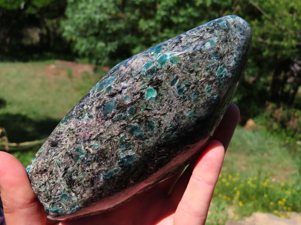 Polished Emeralds In Mica & Quartz Matrix Standing Free Form x 1 From Sandawana, Zimbabwe - TopRock