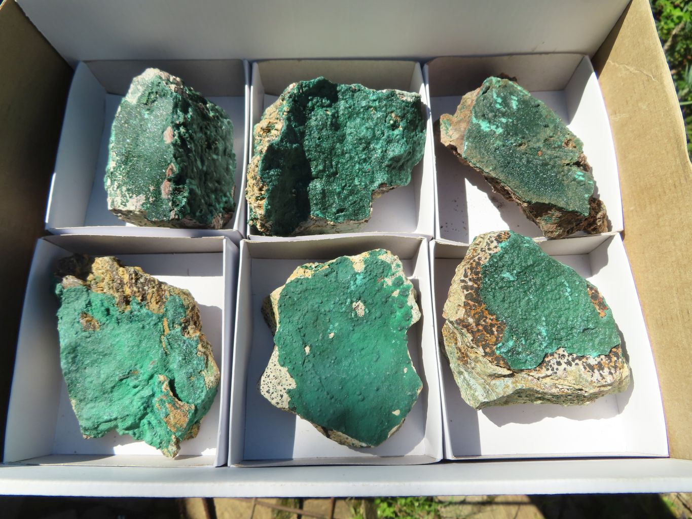 Natural Crystalline Malachite Specimens x 6 From Congo - TopRock