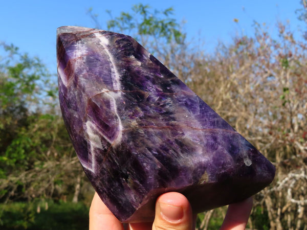 Polished Chevron Amethyst Crystal Point x 1 From Zambia - TopRock