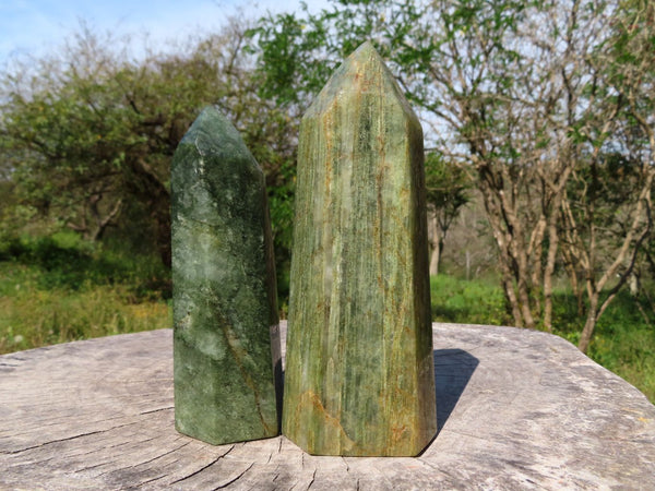 Polished Green Banded Fuchsite Crystal Points x 2 From Madagascar - TopRock