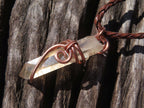 Natural Smokey Quartz Crystals with Copper Art Wire Wrap Pendant with Thong - Sold per piece - From Zimbabwe - TopRock