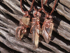 Natural Smokey Quartz Crystals with Copper Art Wire Wrap Pendant with Thong - Sold per piece - From Zimbabwe - TopRock