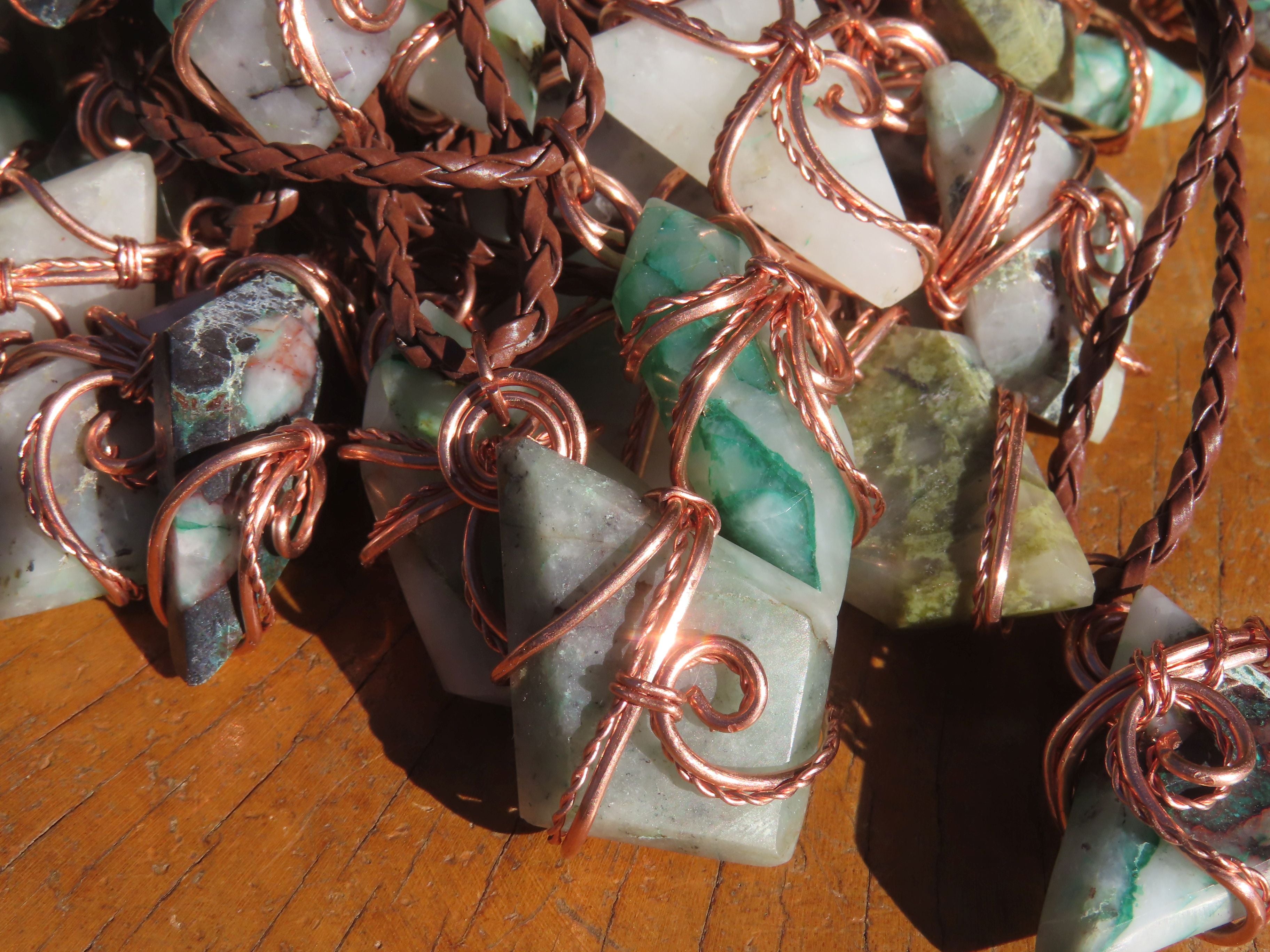 Polished Copper Quartz Cabochon In Copper Art Wire Wrap Pendant - sold per piece - From Messina Limpopo, South Africa - TopRock
