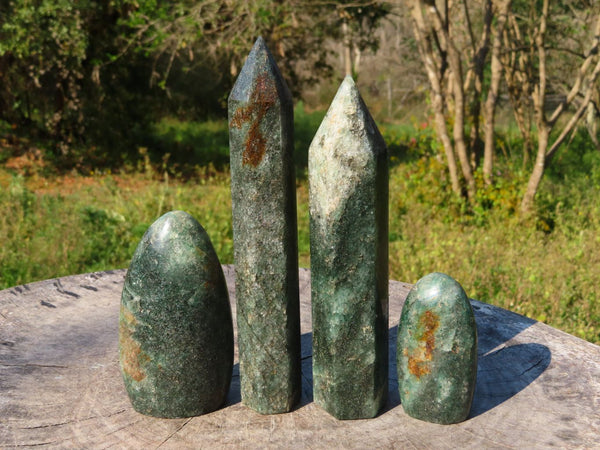 Polished Green Fuchsite Crystal Points & Standing Free Forms x 4 From Madagascar - TopRock