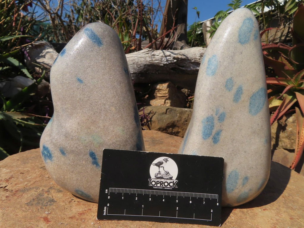 Polished Blue Spinel Standing Free Forms x 2 From Madagascar - TopRock