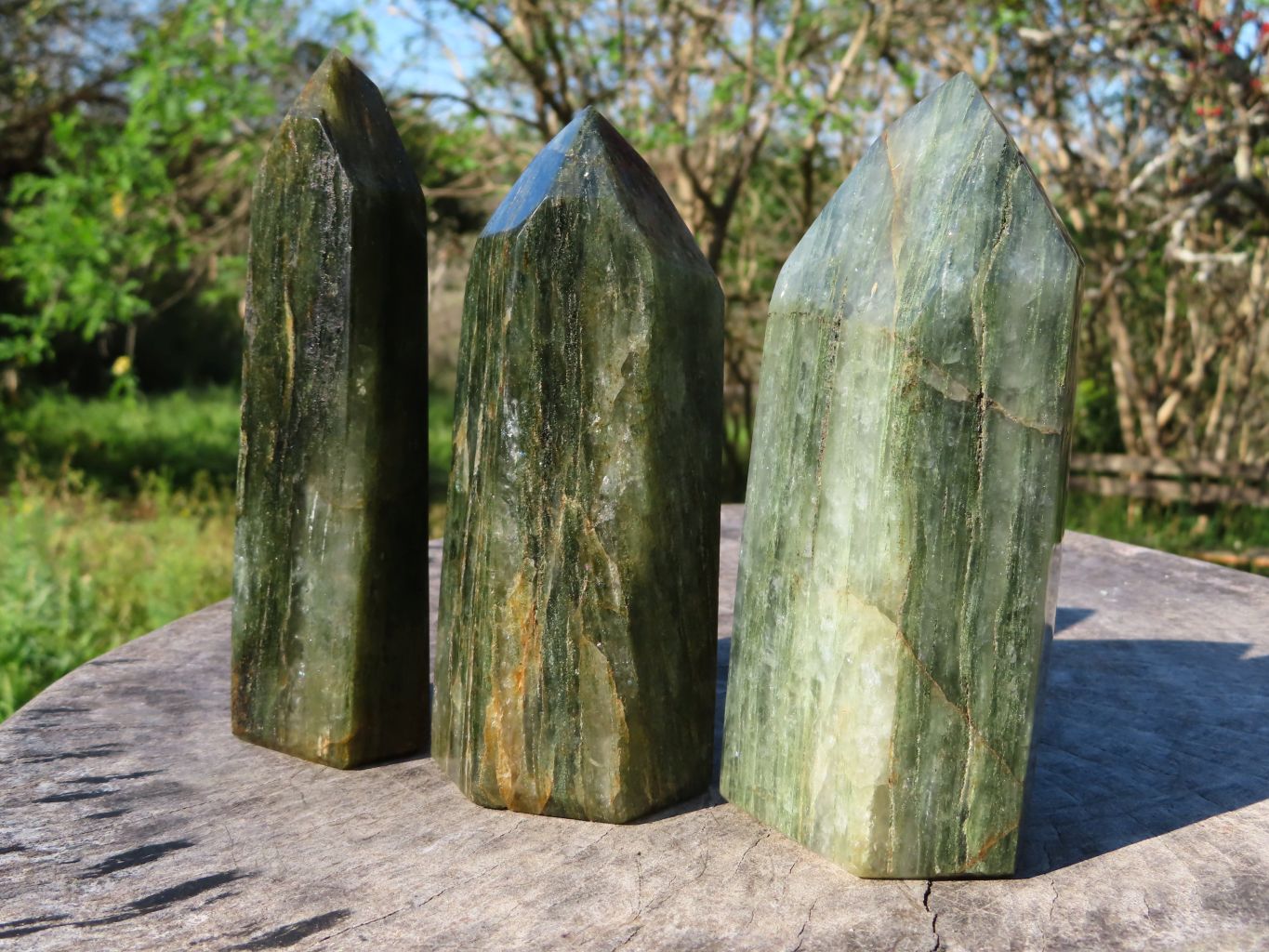 Polished Banded Green Fuchsite Crystal Points x 3 From Madagascar - TopRock