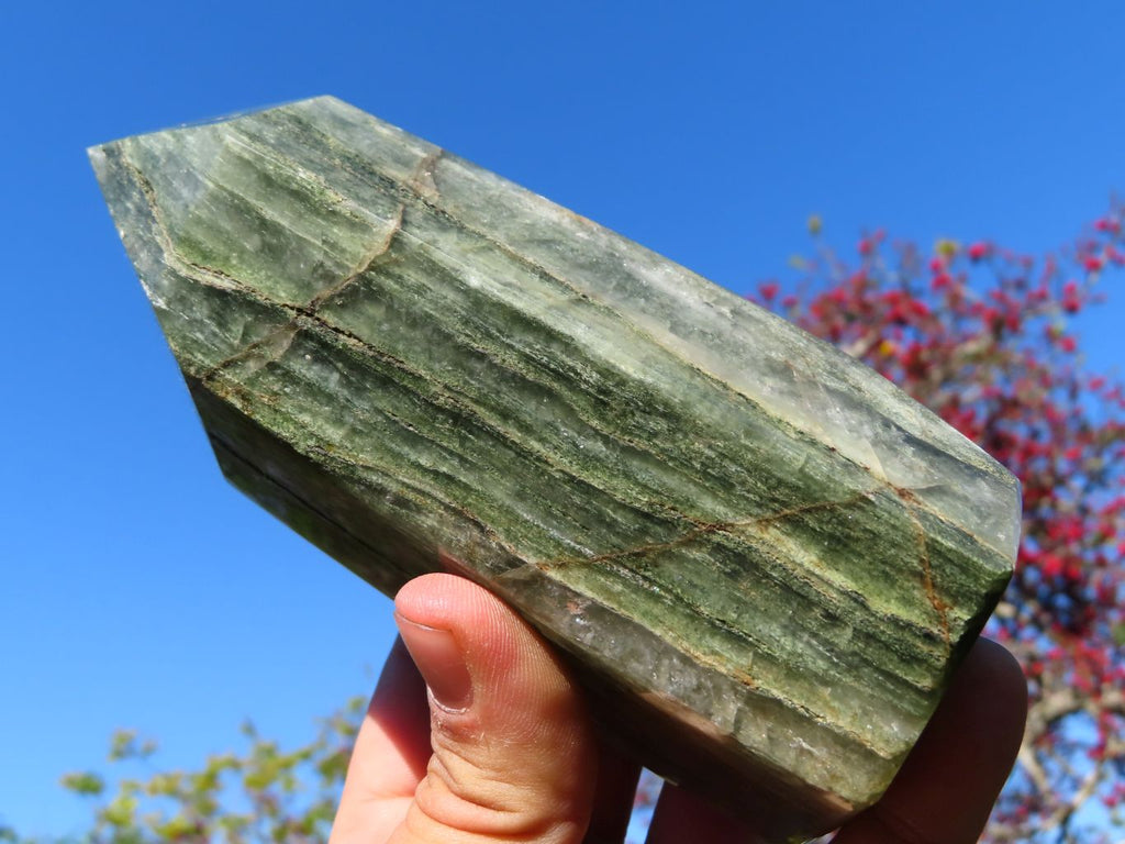 Polished Banded Green Fuchsite Crystal Points x 3 From Madagascar - TopRock