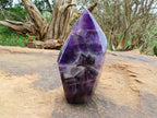 Polished Gemmy Chevron Amethyst Quartz Crystal Points x 2 From Kolomo, Zambia - TopRock