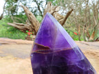 Polished Gemmy Chevron Amethyst Quartz Crystal Points x 2 From Kolomo, Zambia - TopRock