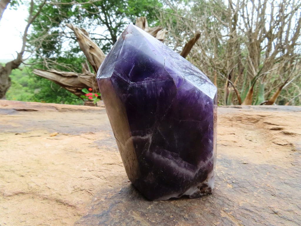 Polished Gemmy Chevron Amethyst Quartz Crystal Points x 2 From Kolomo, Zambia - TopRock