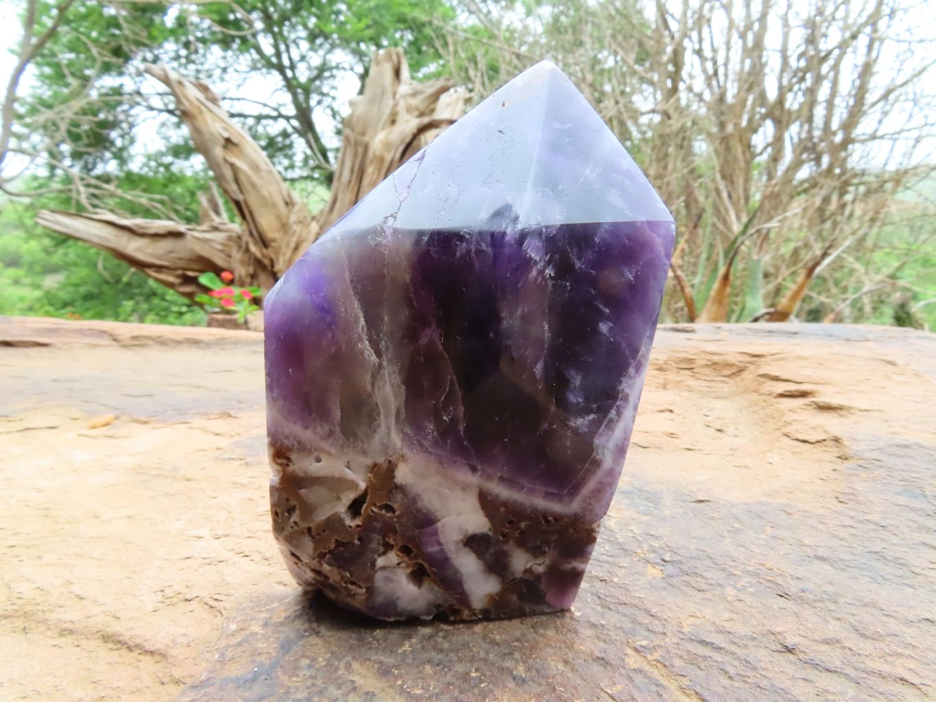 Polished Gemmy Chevron Amethyst Quartz Crystal Points x 2 From Kolomo, Zambia - TopRock