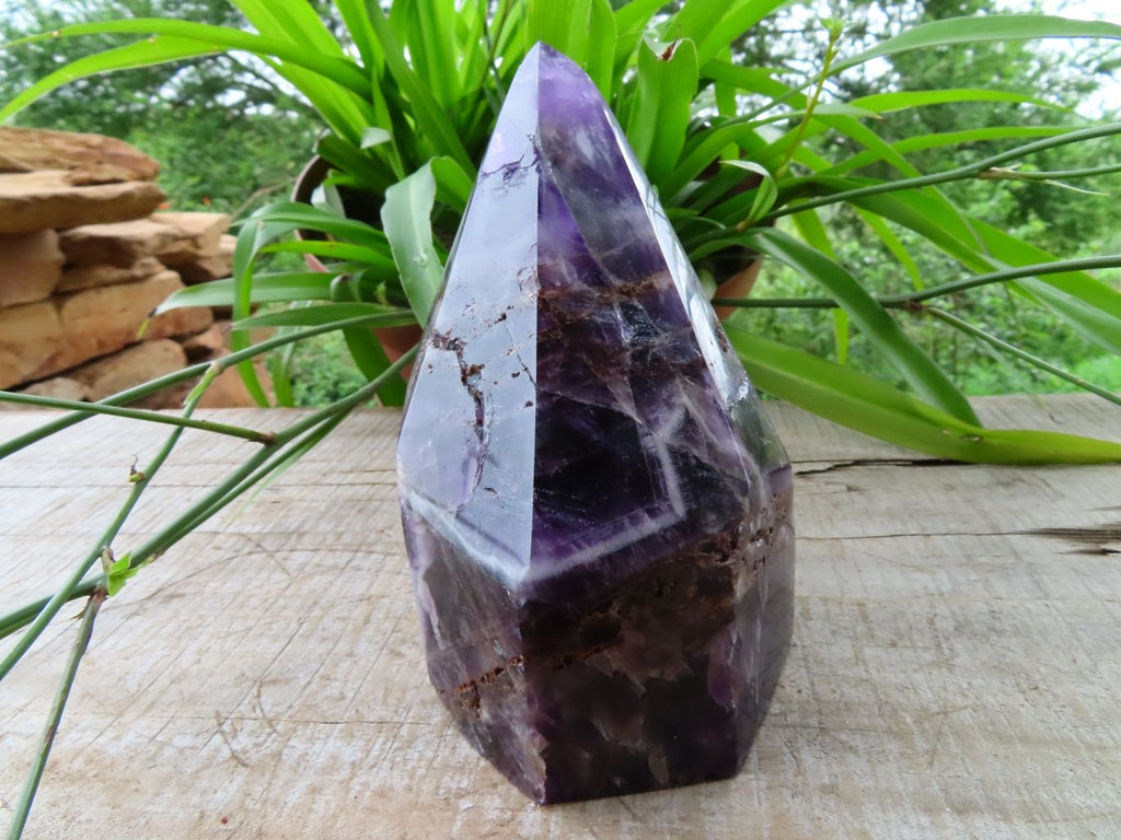 Polished Gemmy Chevron Amethyst Quartz Crystal Points x 2 From Kolomo, Zambia - TopRock